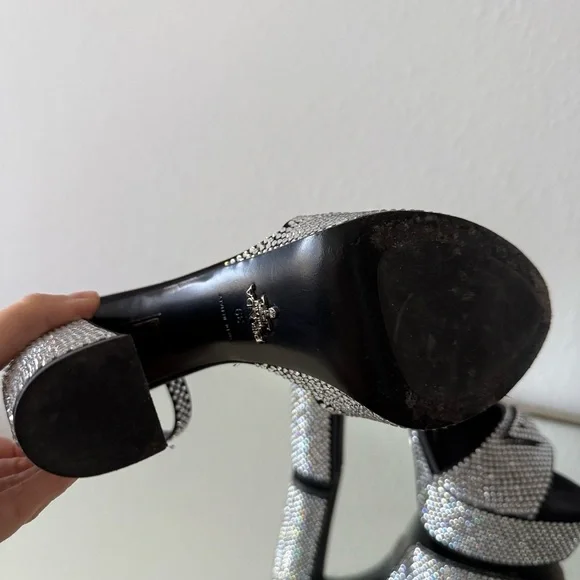 EUC PRADA Embellished satin platform sandals $2,100 39 - Picture 17 of 17